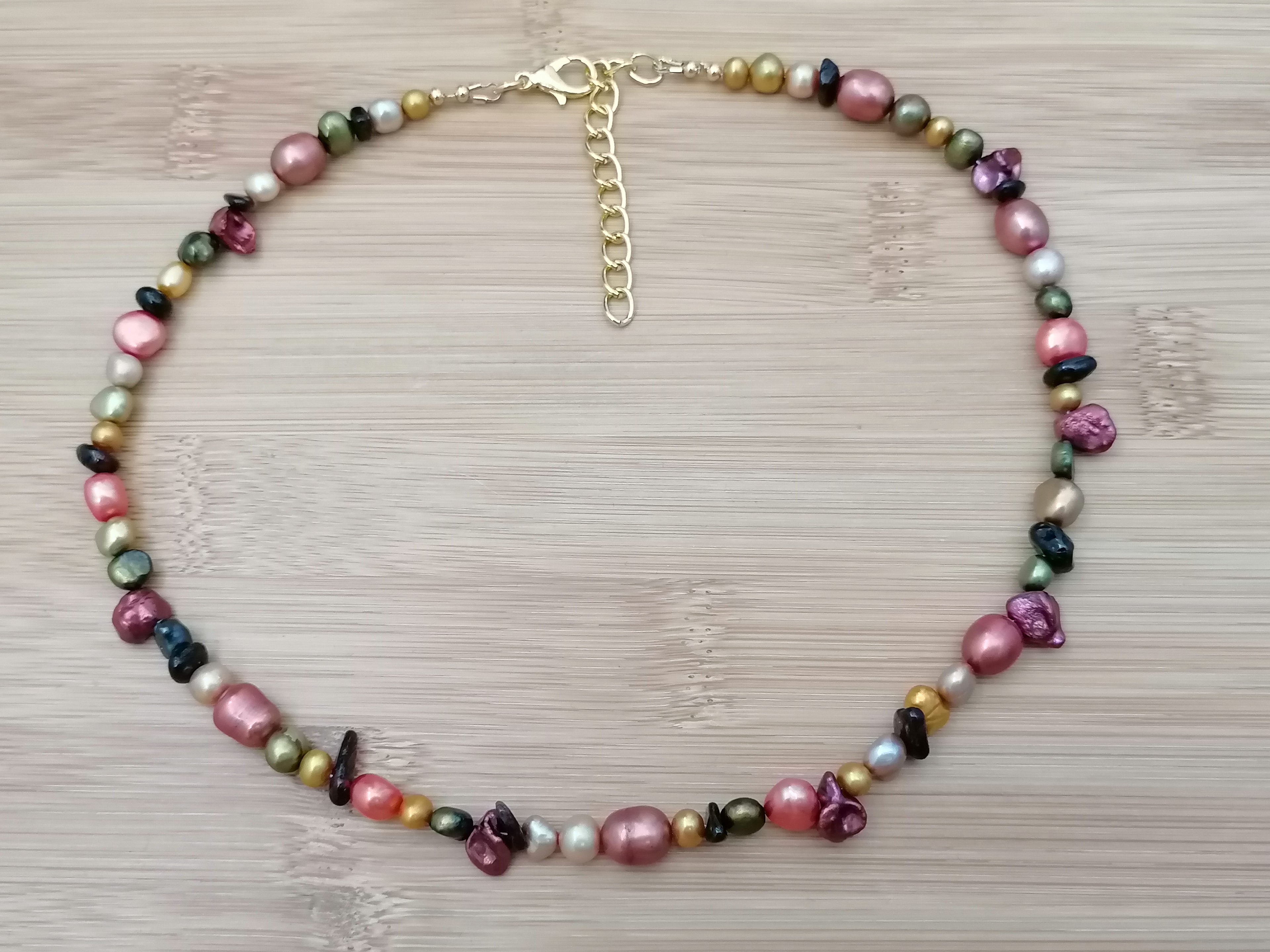 Multicolour Cultured Freshwater Pearl & Garnet Necklace