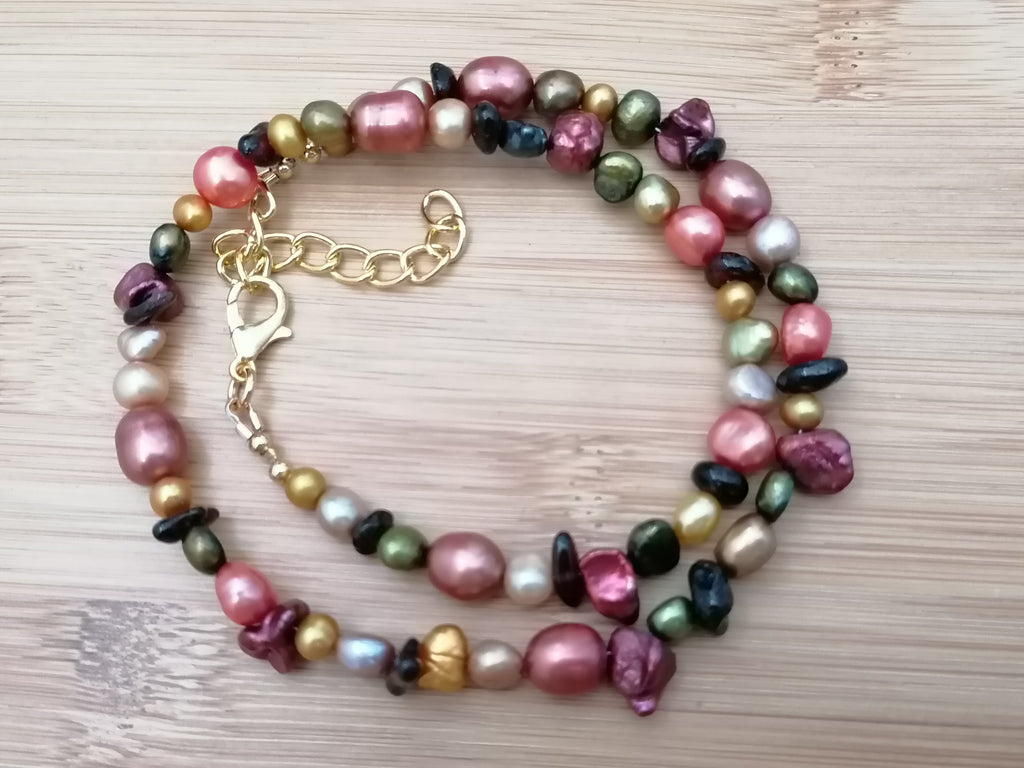 Multicolour Cultured Freshwater Pearl & Garnet Necklace