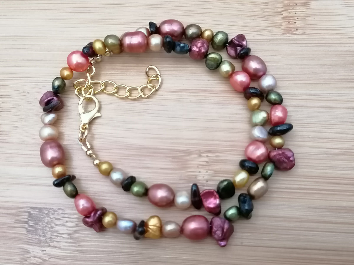 Multicolour Cultured Freshwater Pearl & Garnet Necklace