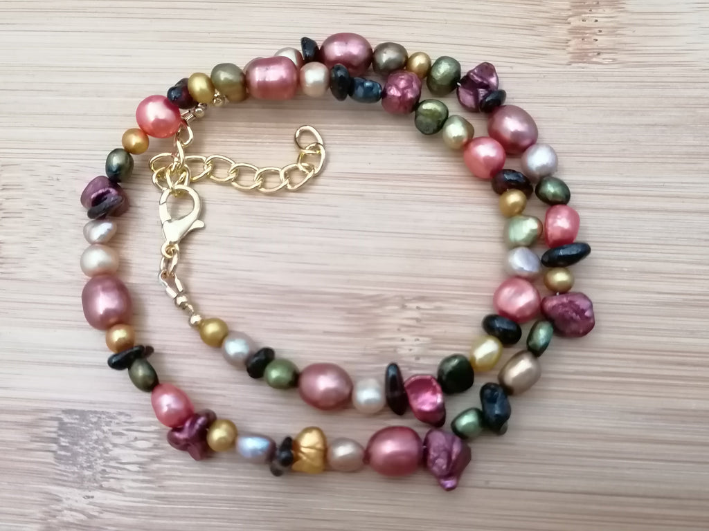 Multicolour Cultured Freshwater Pearl & Garnet Necklace