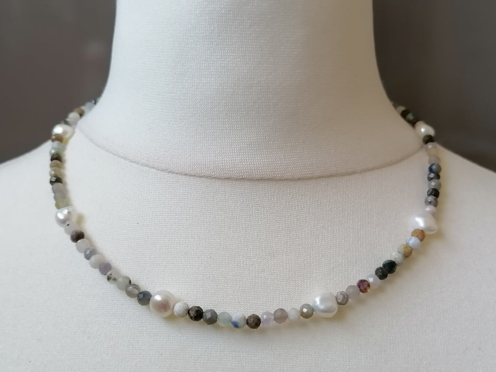 Semi-Precious Gemstone & Cultured Freshwater Pearl Necklace