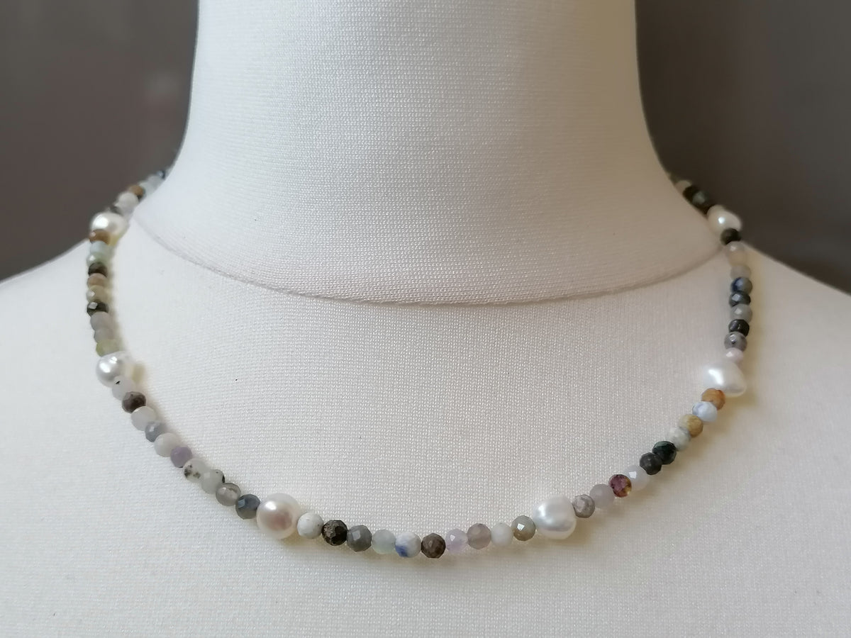 Semi-Precious Gemstone & Cultured Freshwater Pearl Necklace