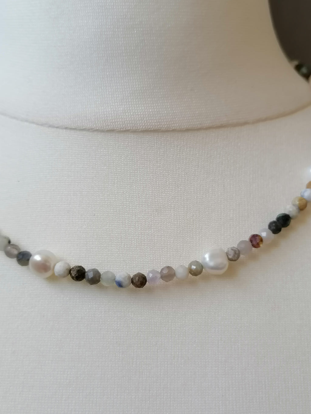 Semi-Precious Gemstone & Cultured Freshwater Pearl Necklace