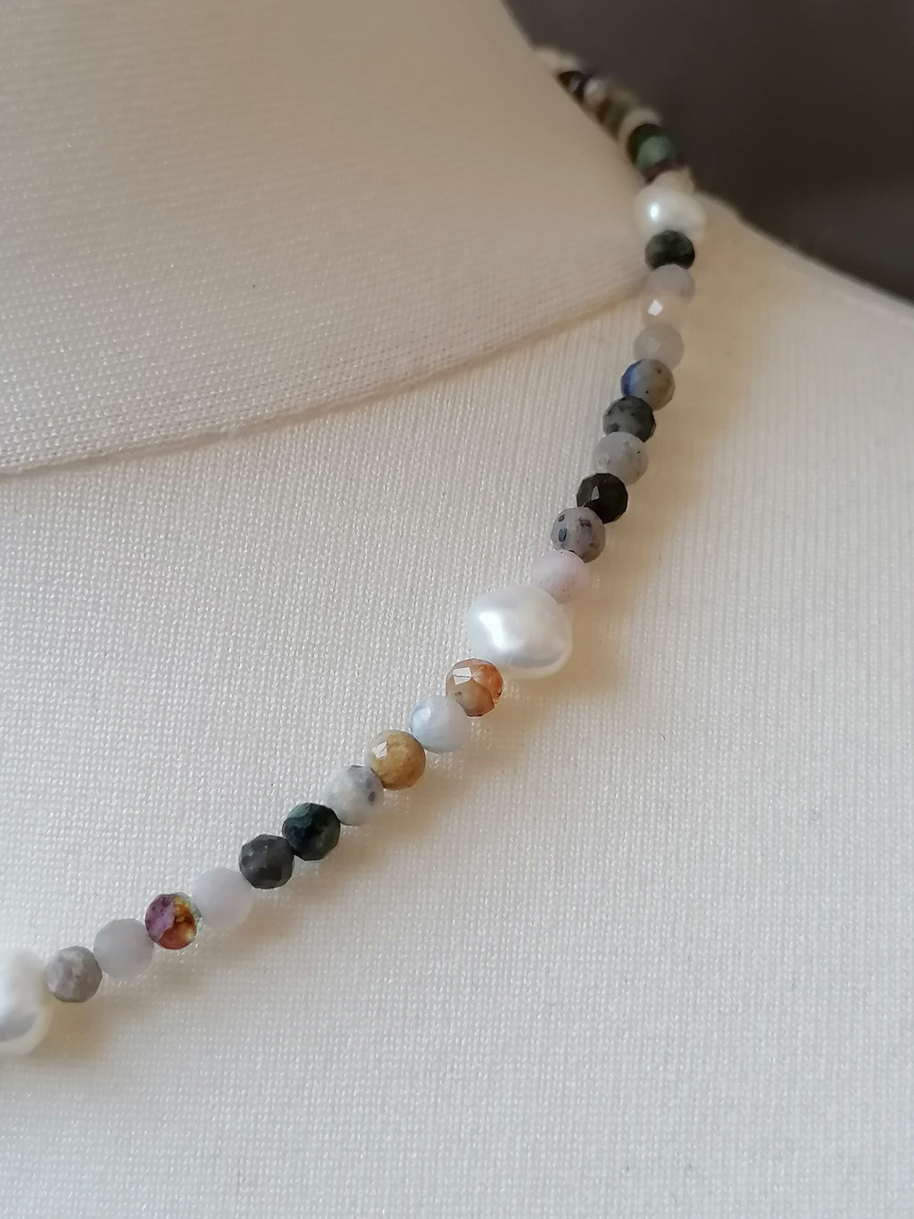 Semi-Precious Gemstone & Cultured Freshwater Pearl Necklace