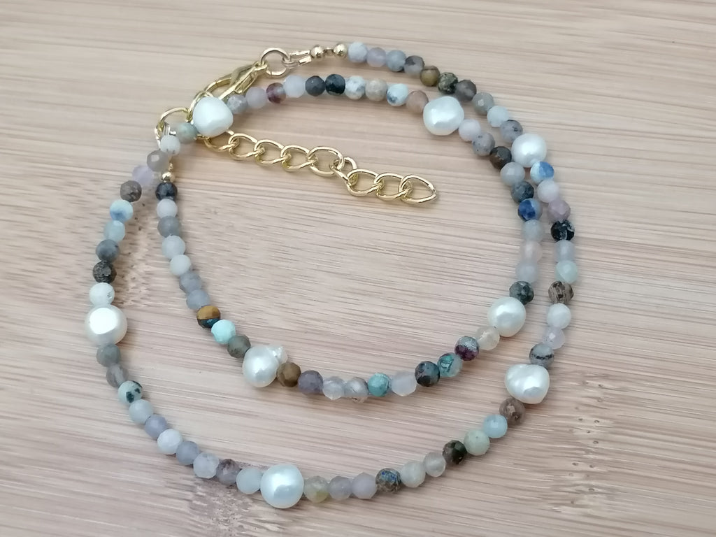 Semi-Precious Gemstone & Cultured Freshwater Pearl Necklace