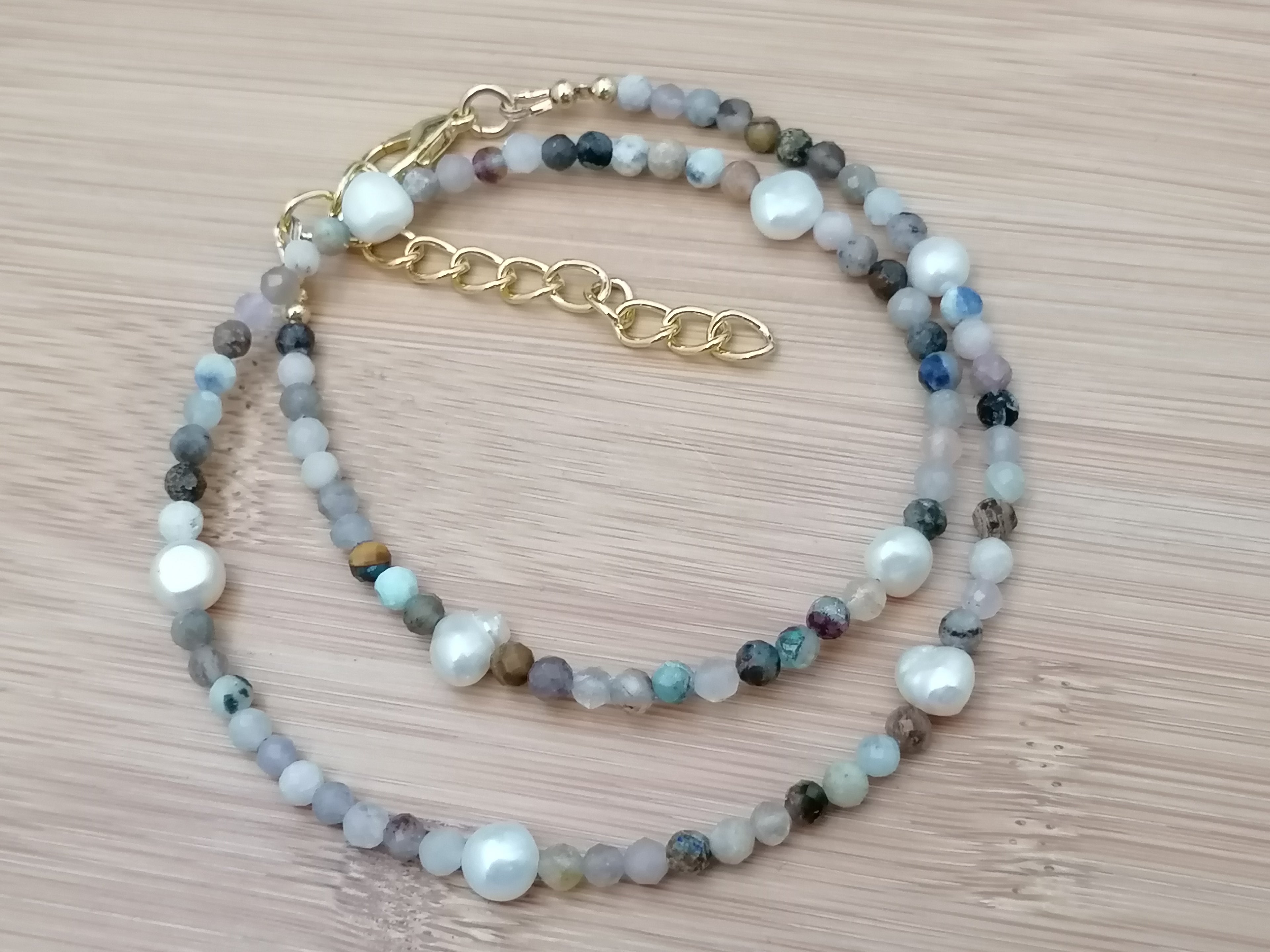 Semi-Precious Gemstone & Cultured Freshwater Pearl Necklace