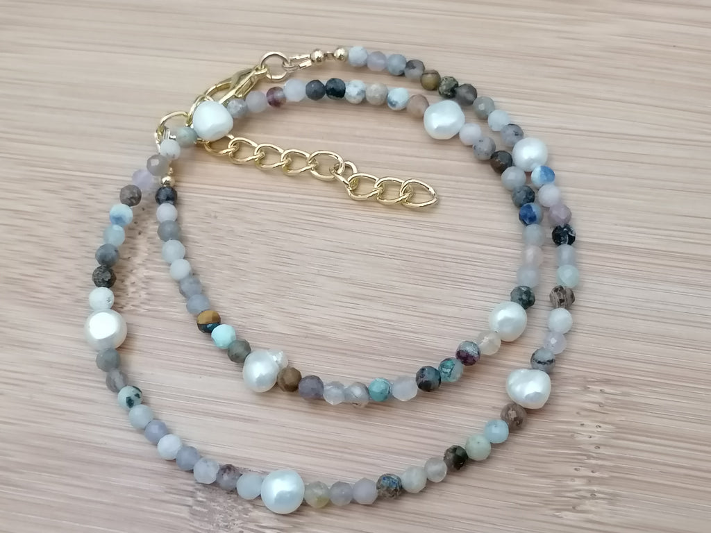 Semi-Precious Gemstone & Cultured Freshwater Pearl Necklace