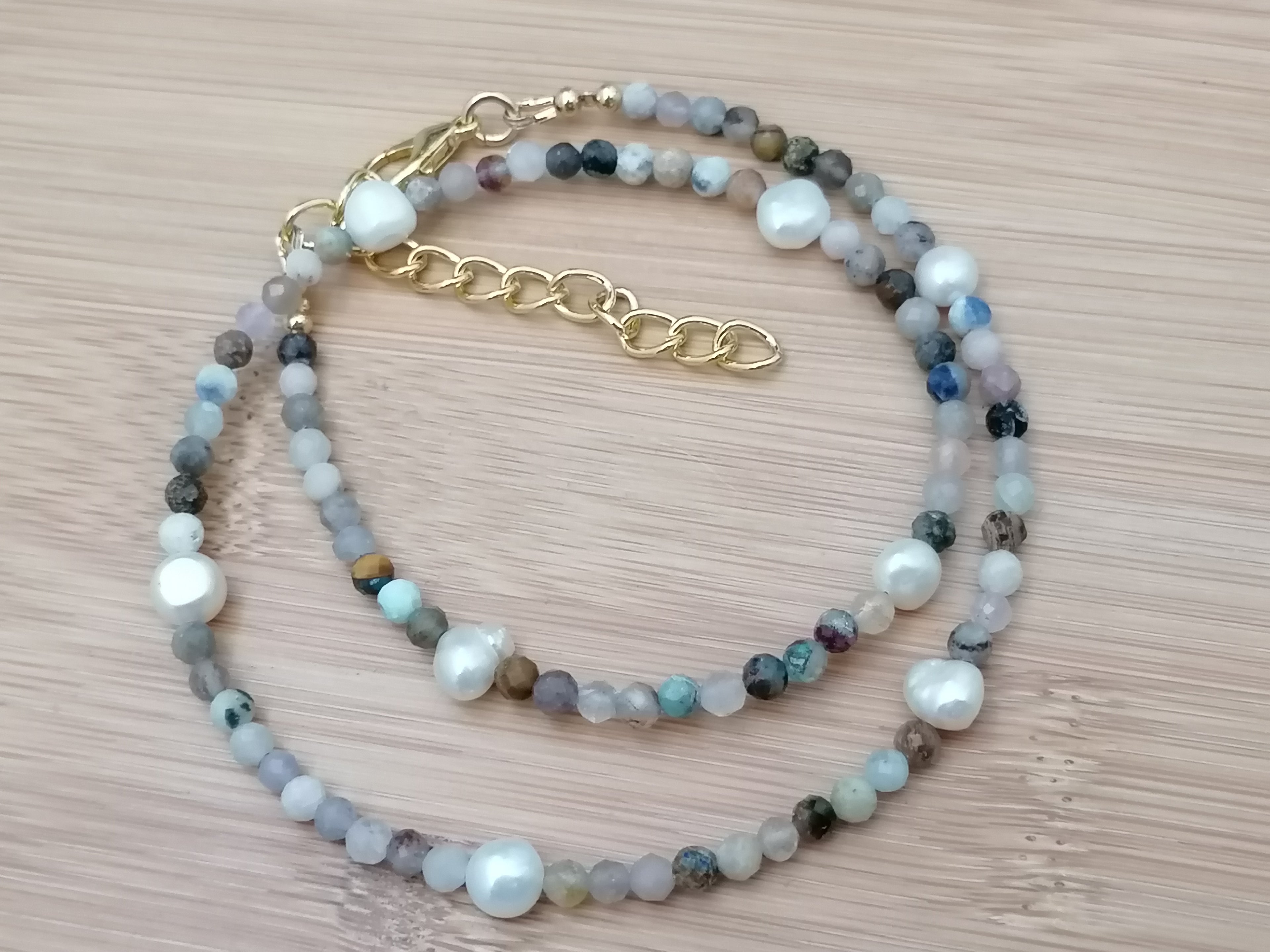 Semi-Precious Gemstone & Cultured Freshwater Pearl Necklace