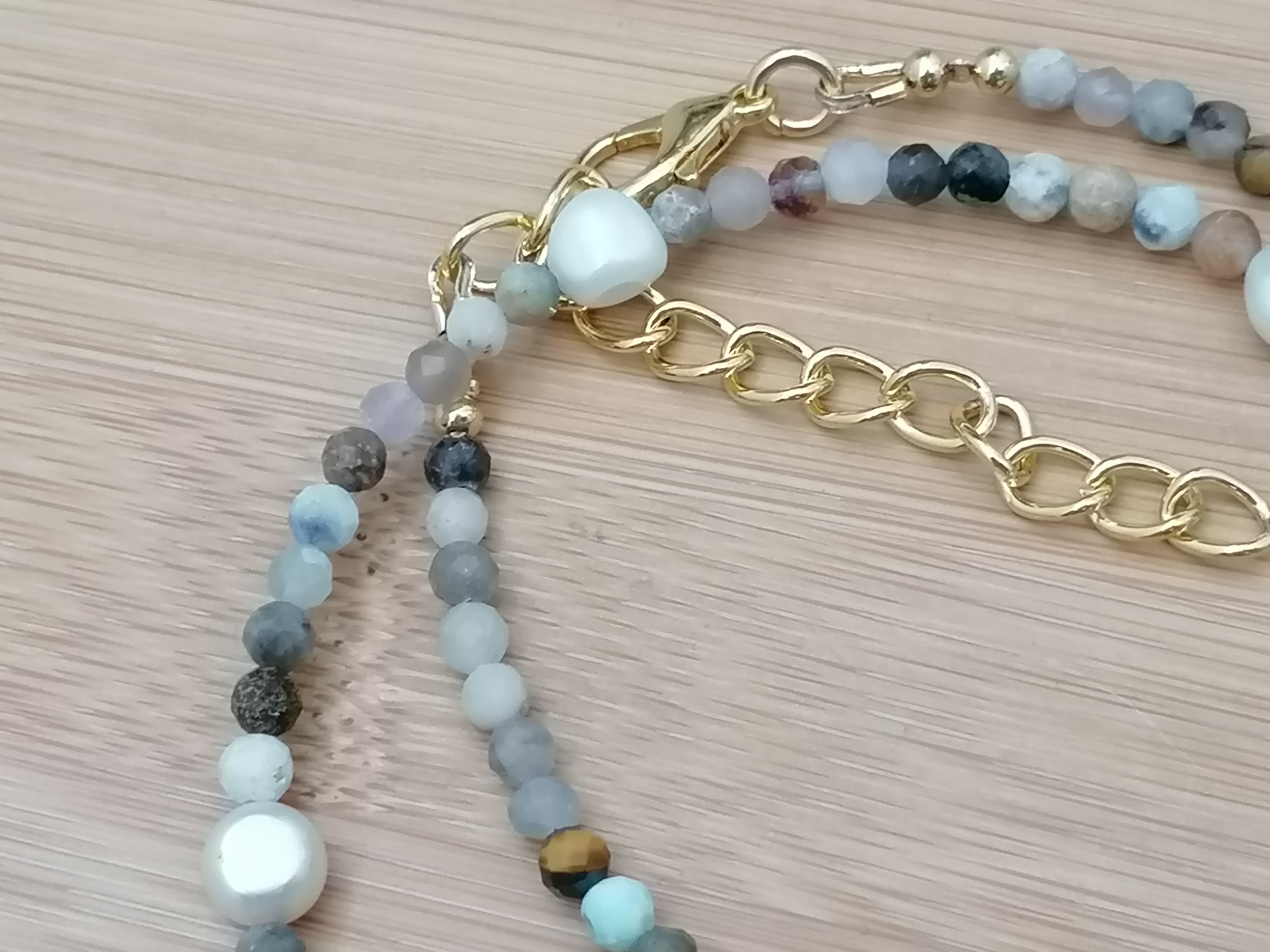 Semi-Precious Gemstone & Cultured Freshwater Pearl Necklace