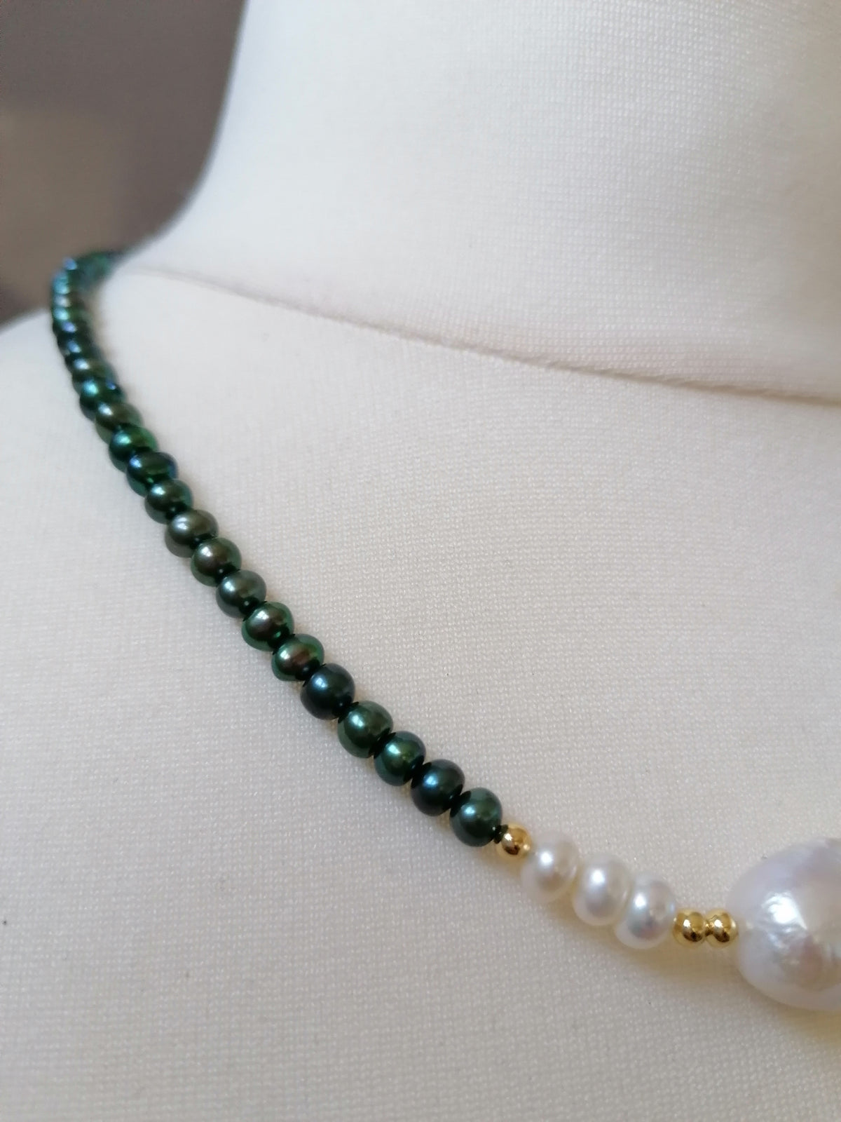 Cultured Freshwater Peacock Pearl Necklace with Baroque Flame Ball Pearl
