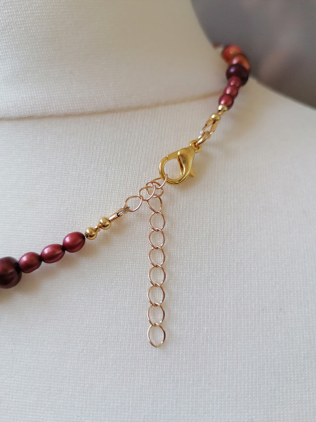 Cultured Freshwater Baroque Pearl Necklace in Autumnal Shades