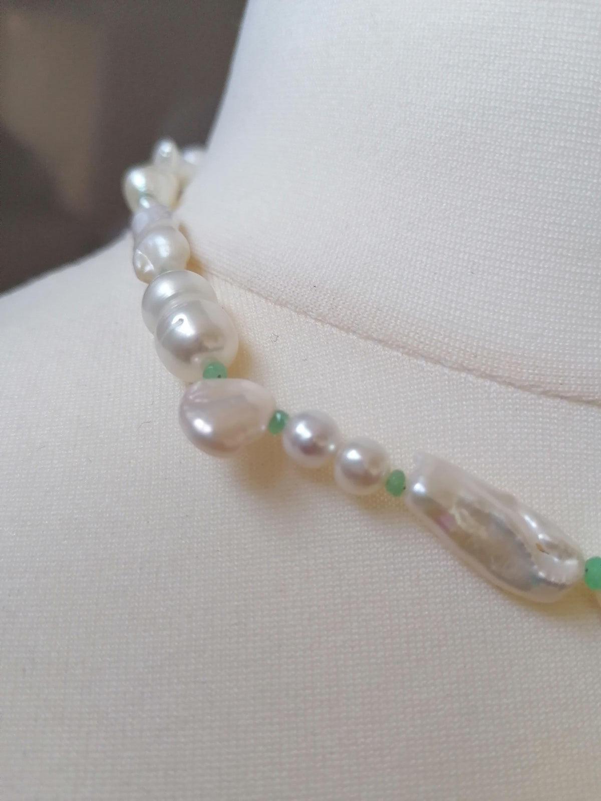 925 Sterling Silver Mixed Cultured Freshwater Pearl Choker with Aqua Chalcedony & Russian Amazonite