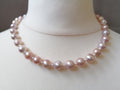 Cultured Freshwater Baroque Pearl Necklace in Light Rose Blush with Seed Pearl Spacers