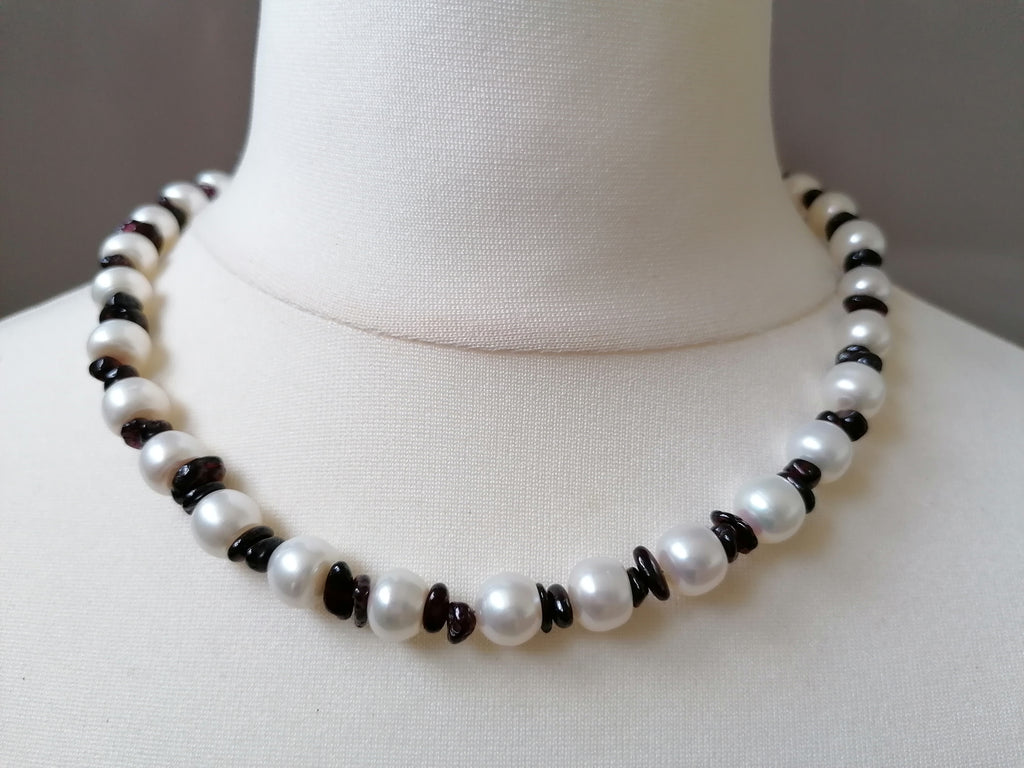 Freshwater Baroque Pearl & Garnet Necklace