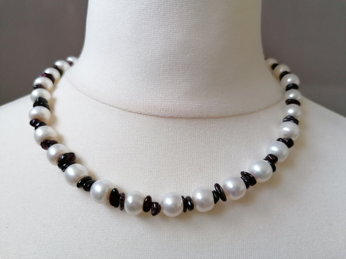 Freshwater Baroque Pearl & Garnet Necklace