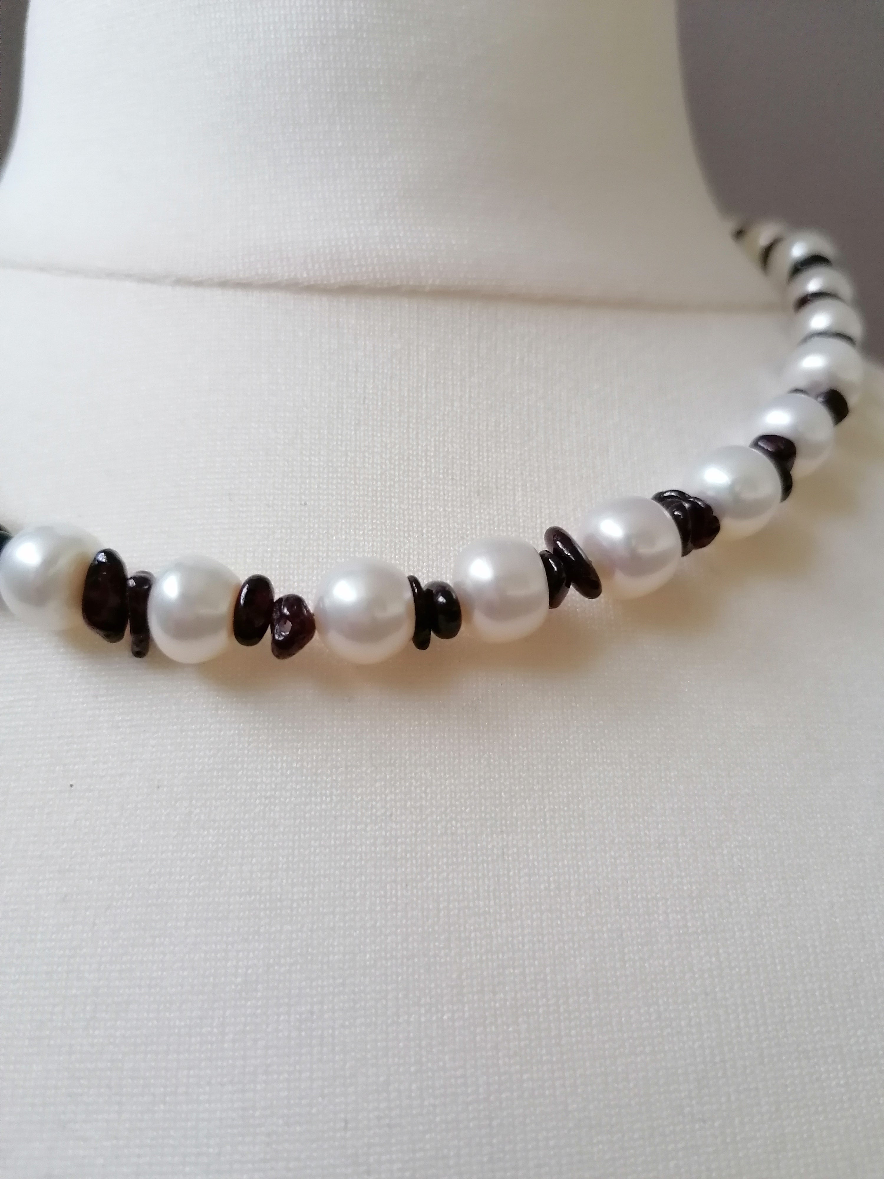 Freshwater Baroque Pearl & Garnet Necklace
