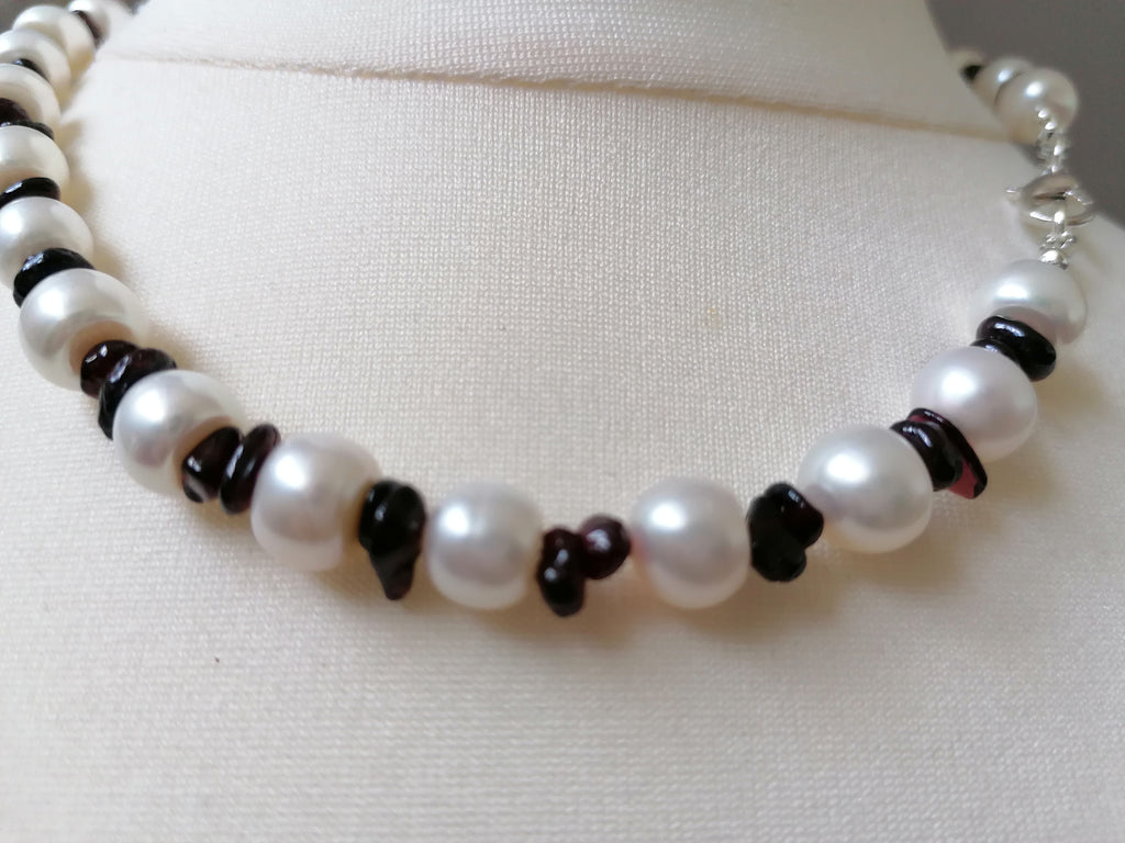 Freshwater Baroque Pearl & Garnet Necklace