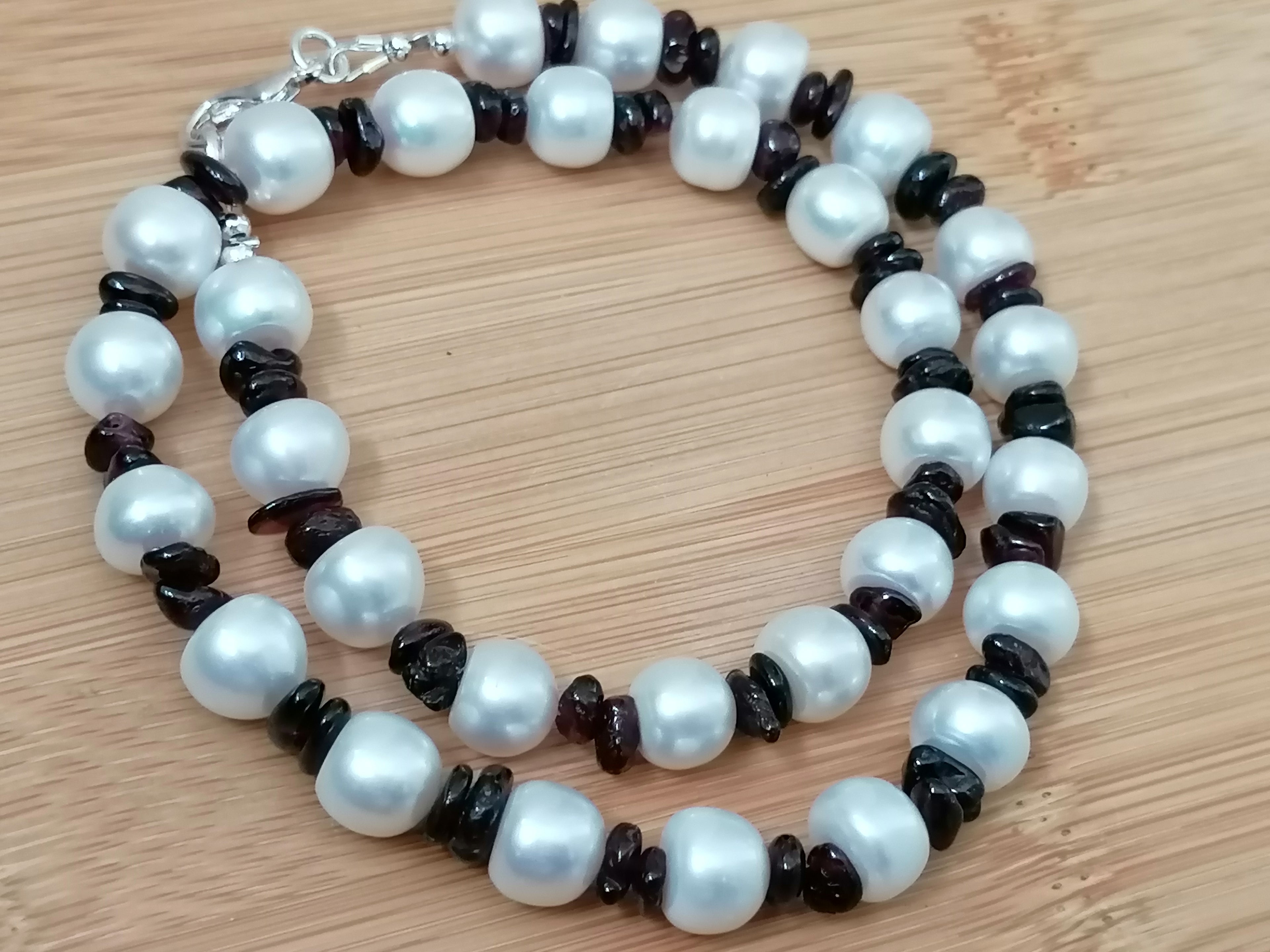 Freshwater Baroque Pearl & Garnet Necklace