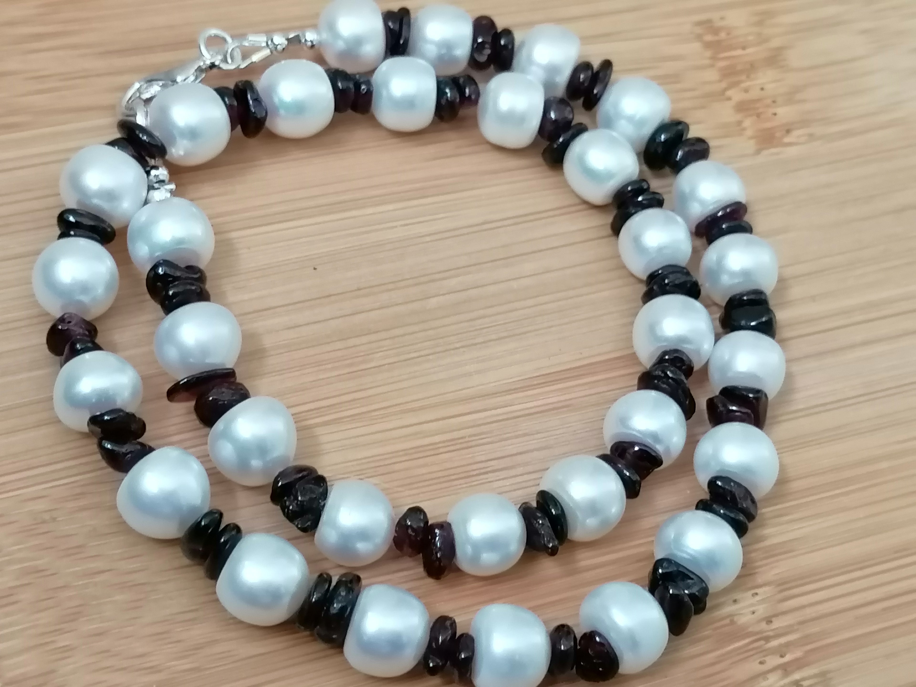 Freshwater Baroque Pearl & Garnet Necklace