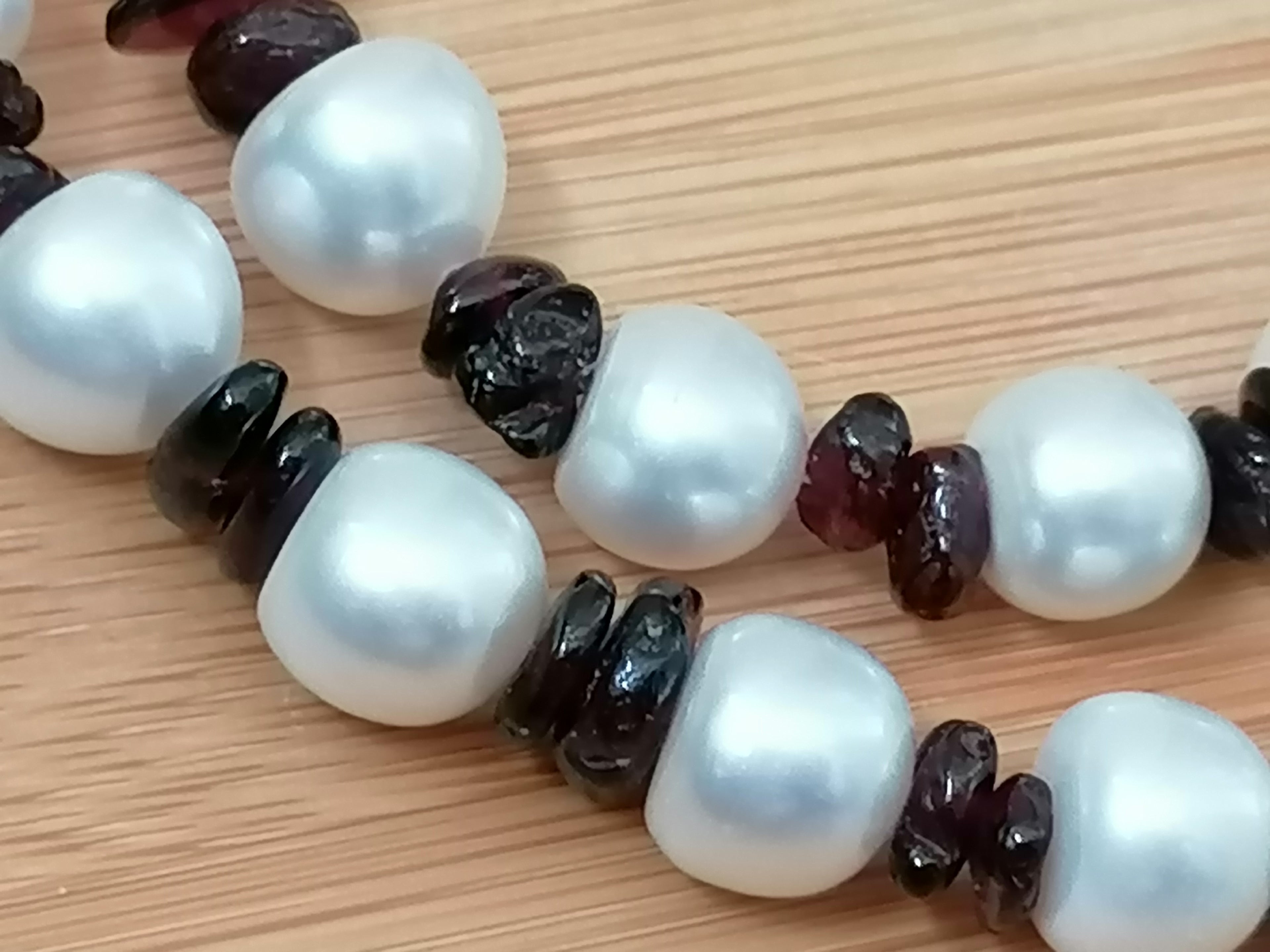 Freshwater Baroque Pearl & Garnet Necklace