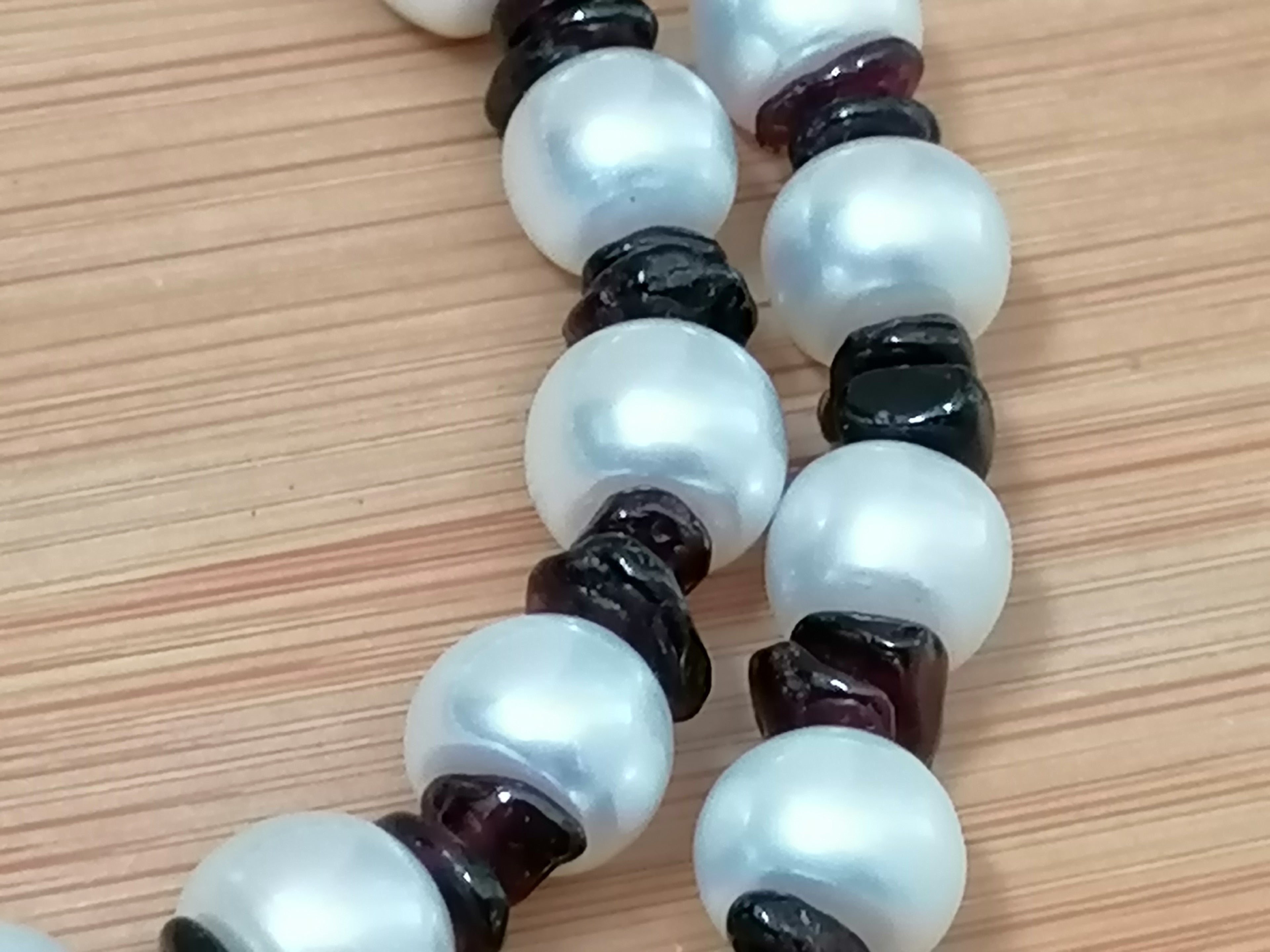 Freshwater Baroque Pearl & Garnet Necklace