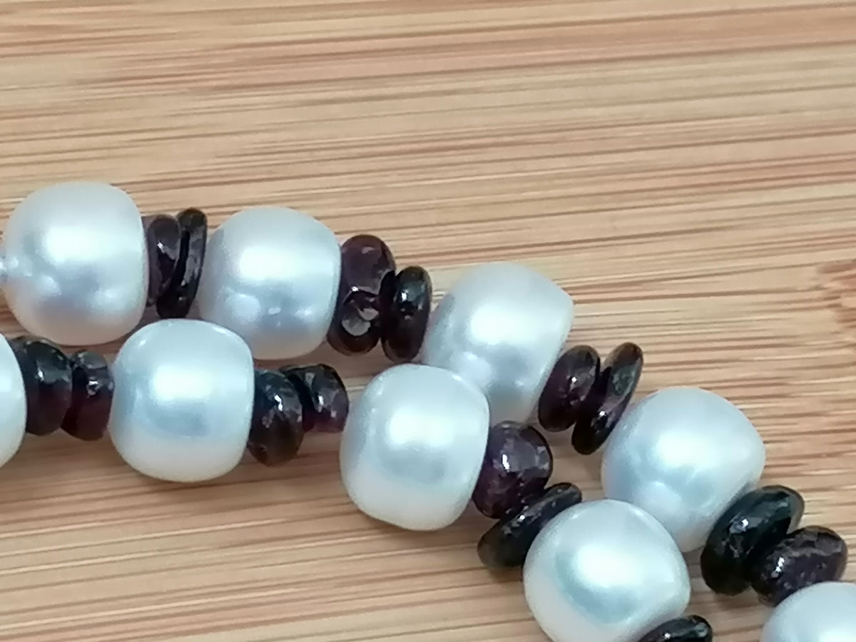 Freshwater Baroque Pearl & Garnet Necklace