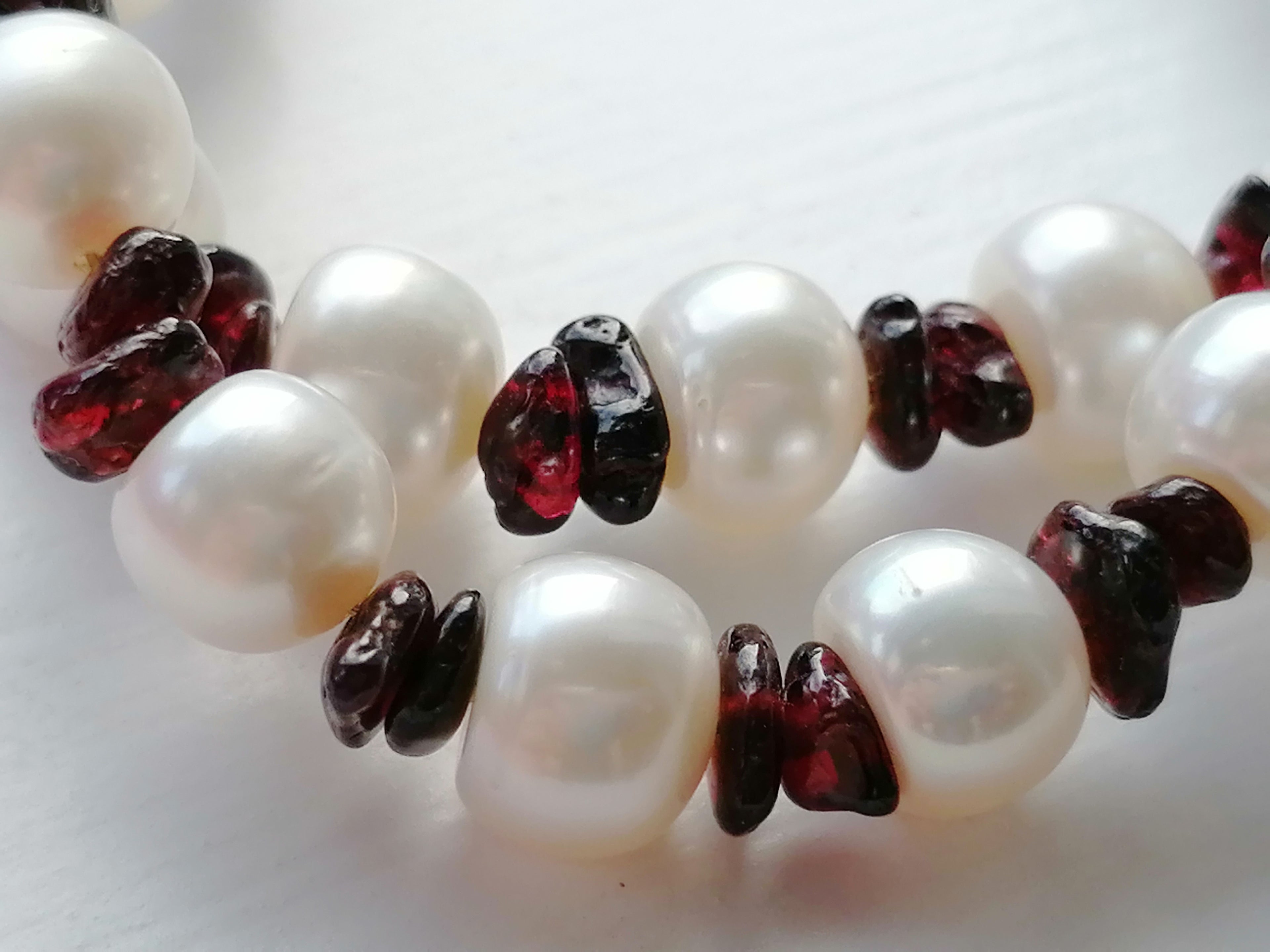 Freshwater Baroque Pearl & Garnet Necklace