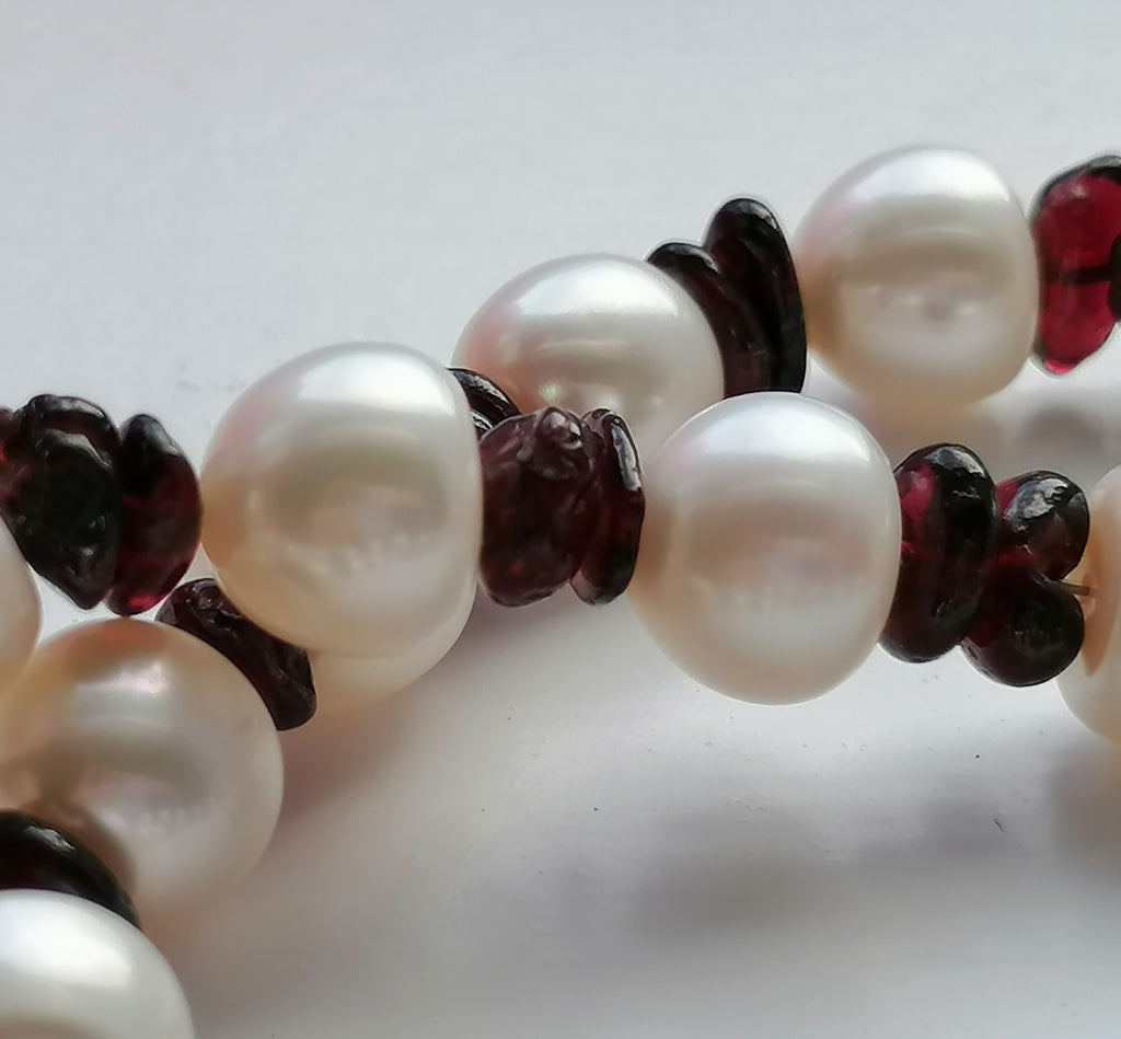 Freshwater Baroque Pearl & Garnet Necklace