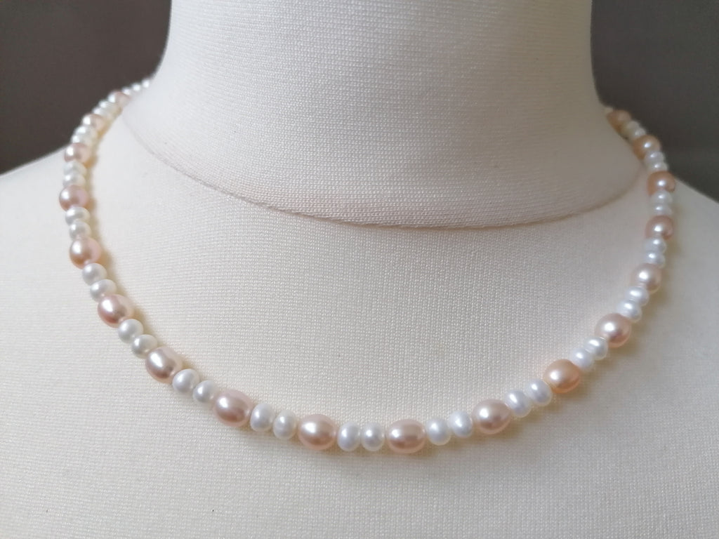 White & Pink Freshwater Pearl Necklace