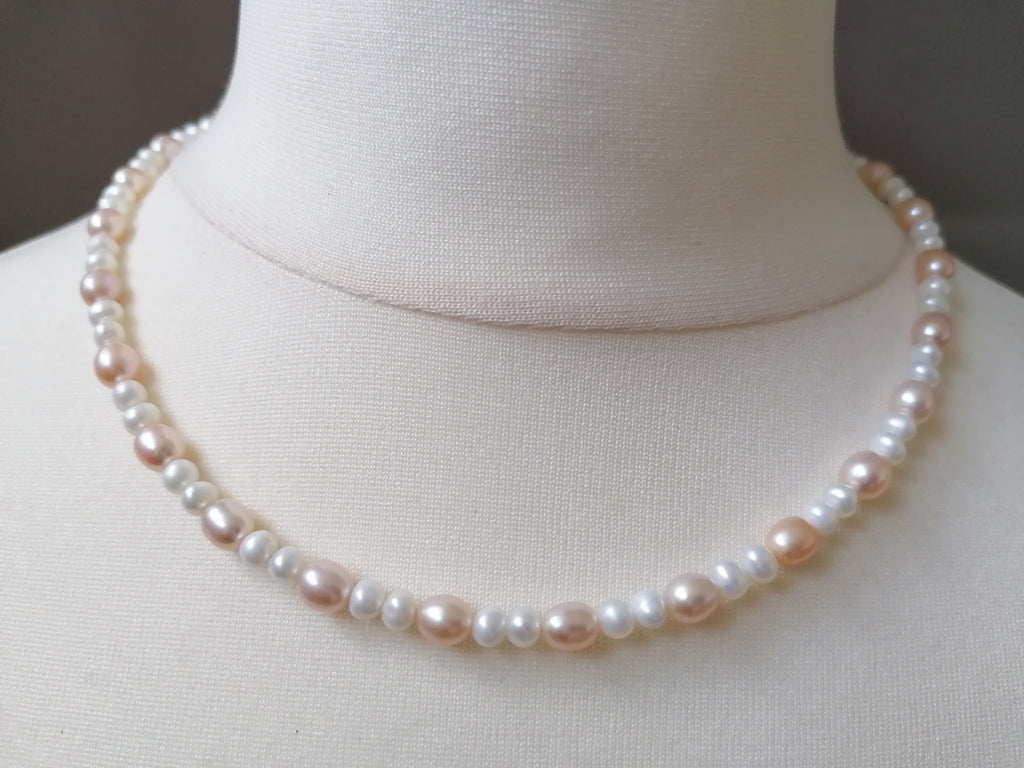 White & Pink Freshwater Pearl Necklace
