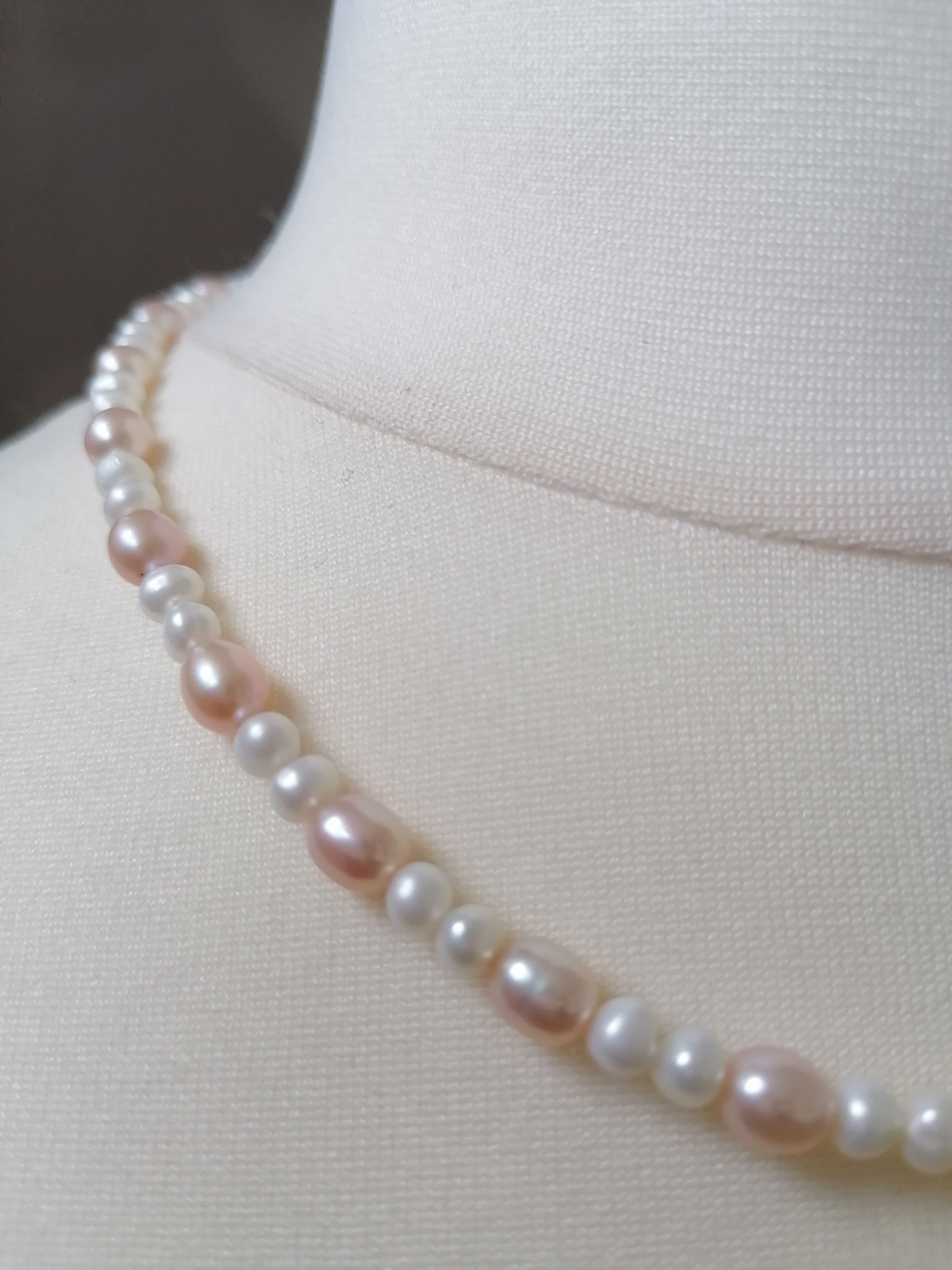 White & Pink Freshwater Pearl Necklace
