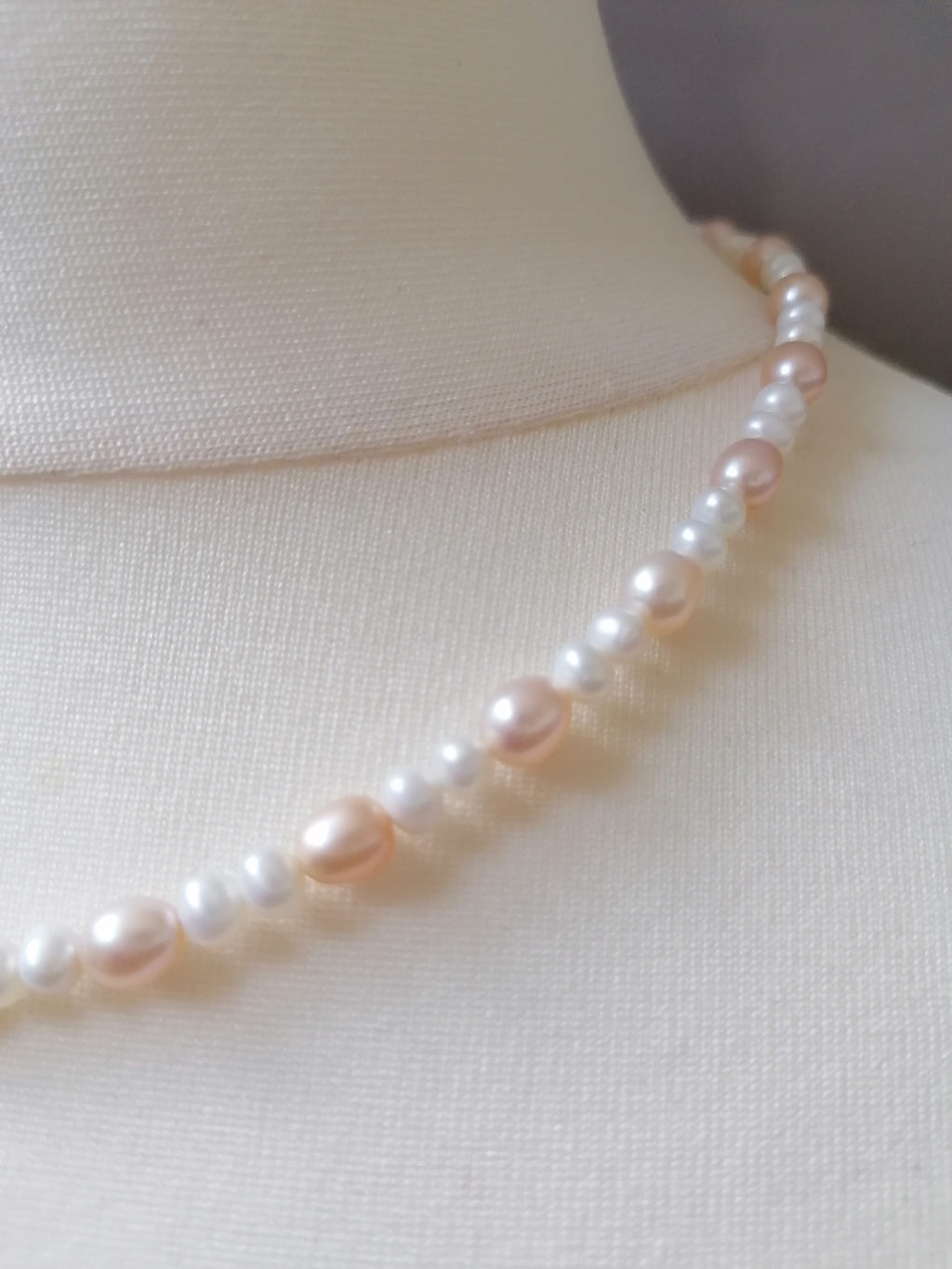 White & Pink Freshwater Pearl Necklace