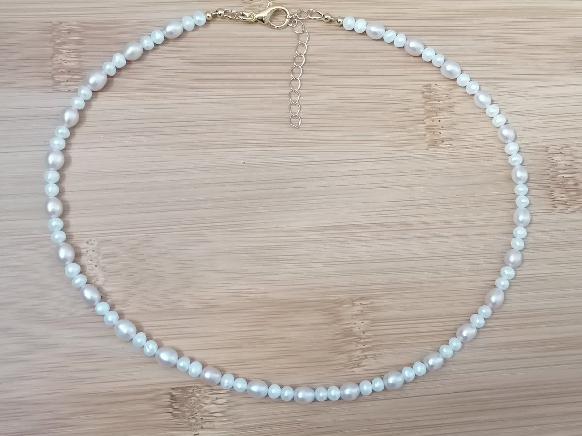 White & Pink Freshwater Pearl Necklace