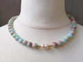 Sky Blue Sediment Jasper & Pearl Necklace