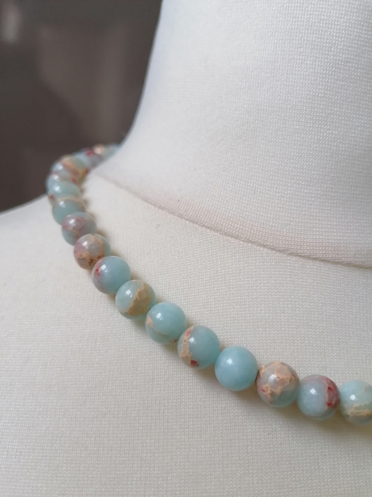 Sky Blue Sediment Jasper & Pearl Necklace