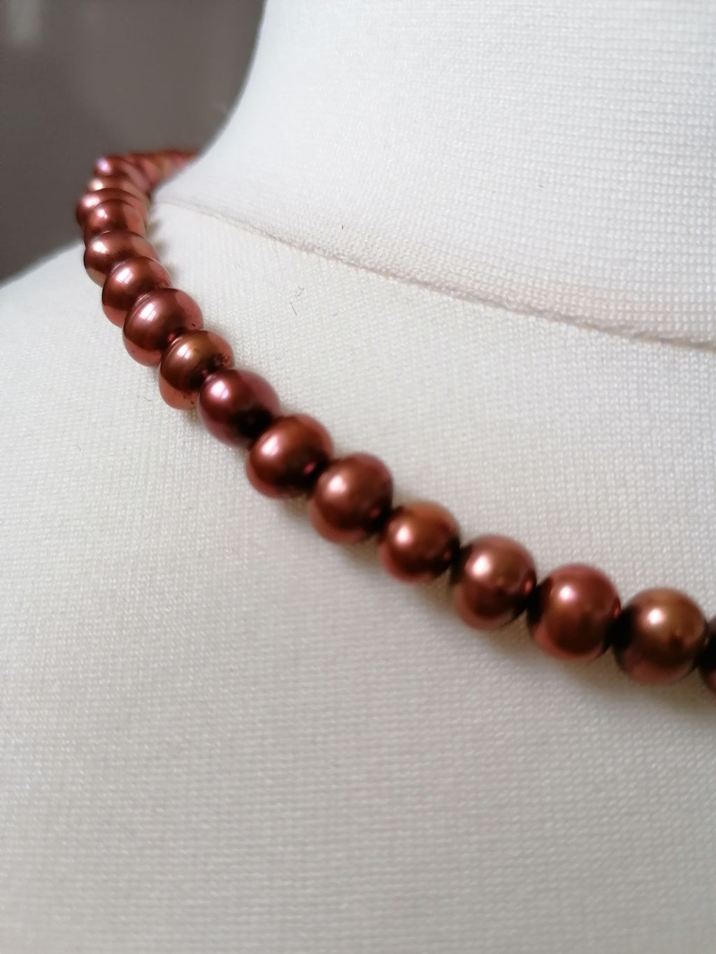 Chocolate & Copper Tone Freshwater Pearl Necklace