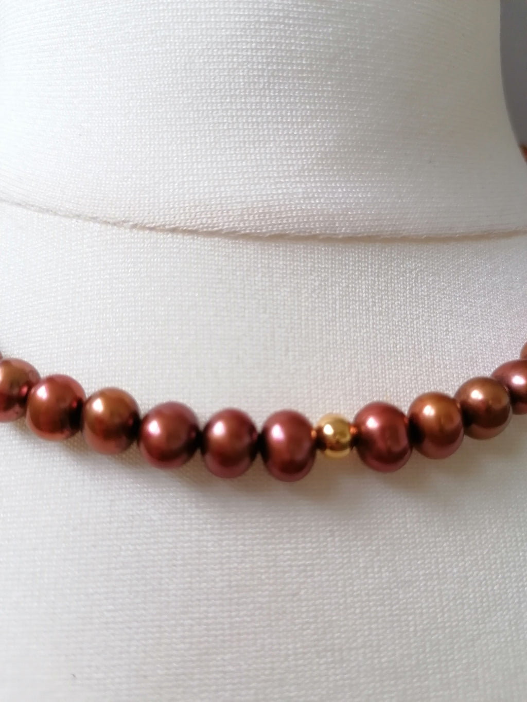 Chocolate & Copper Tone Freshwater Pearl Necklace