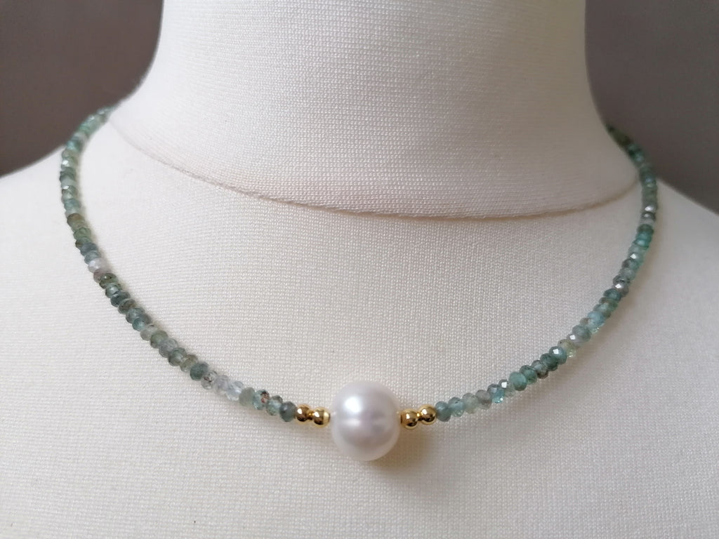 Aquamarine & Baroque Pearl Necklace