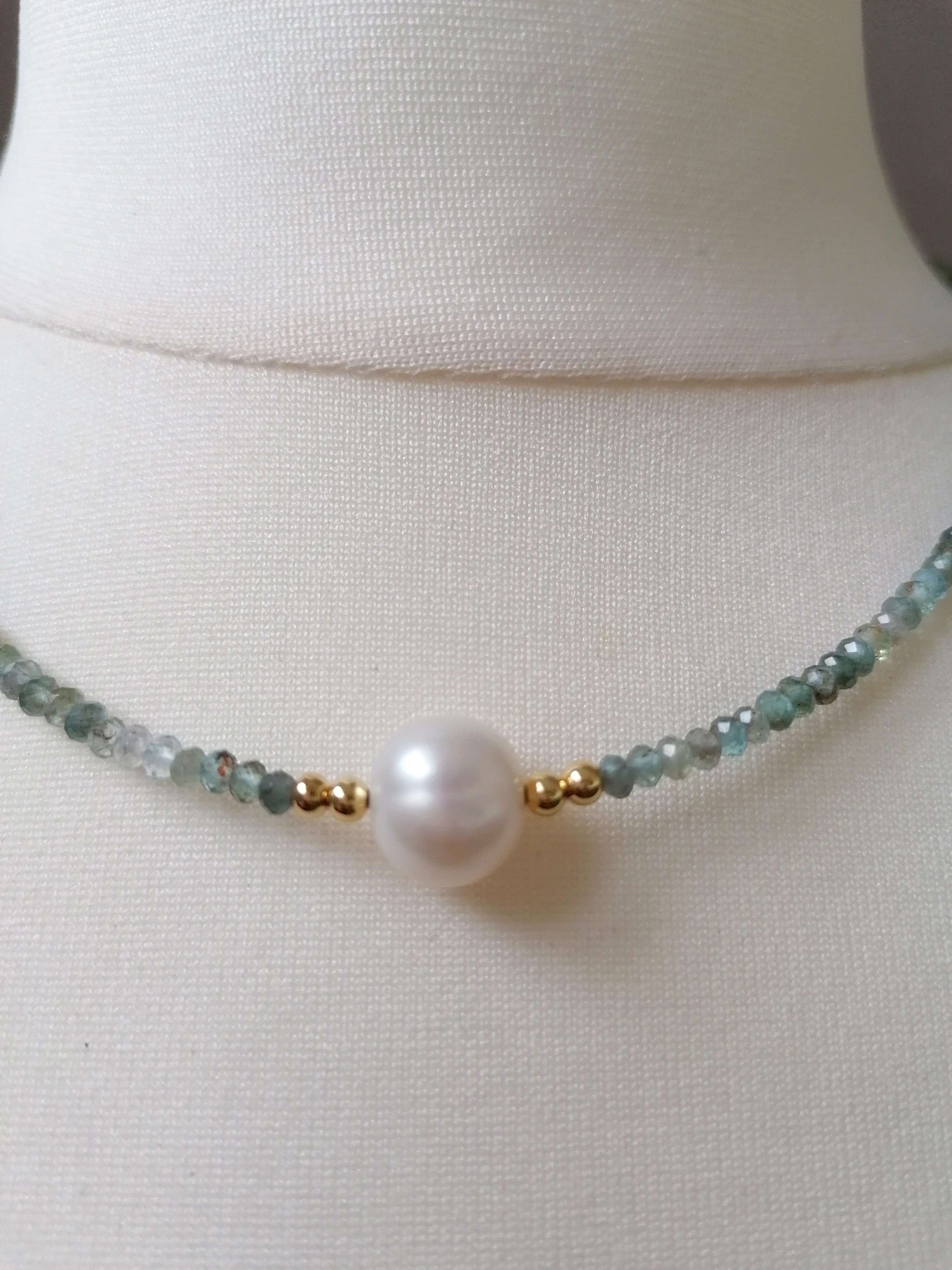 Aquamarine & Baroque Pearl Necklace