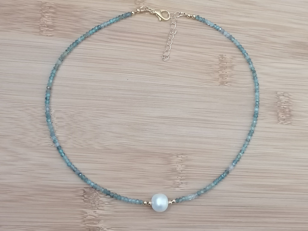 Aquamarine & Baroque Pearl Necklace