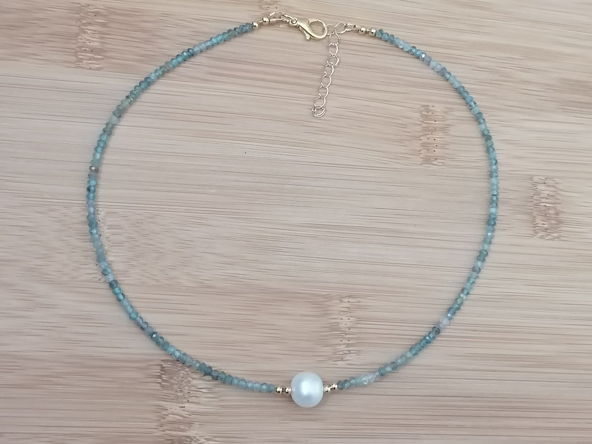 Aquamarine & Baroque Pearl Necklace