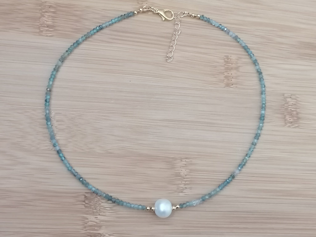 Aquamarine & Baroque Pearl Necklace