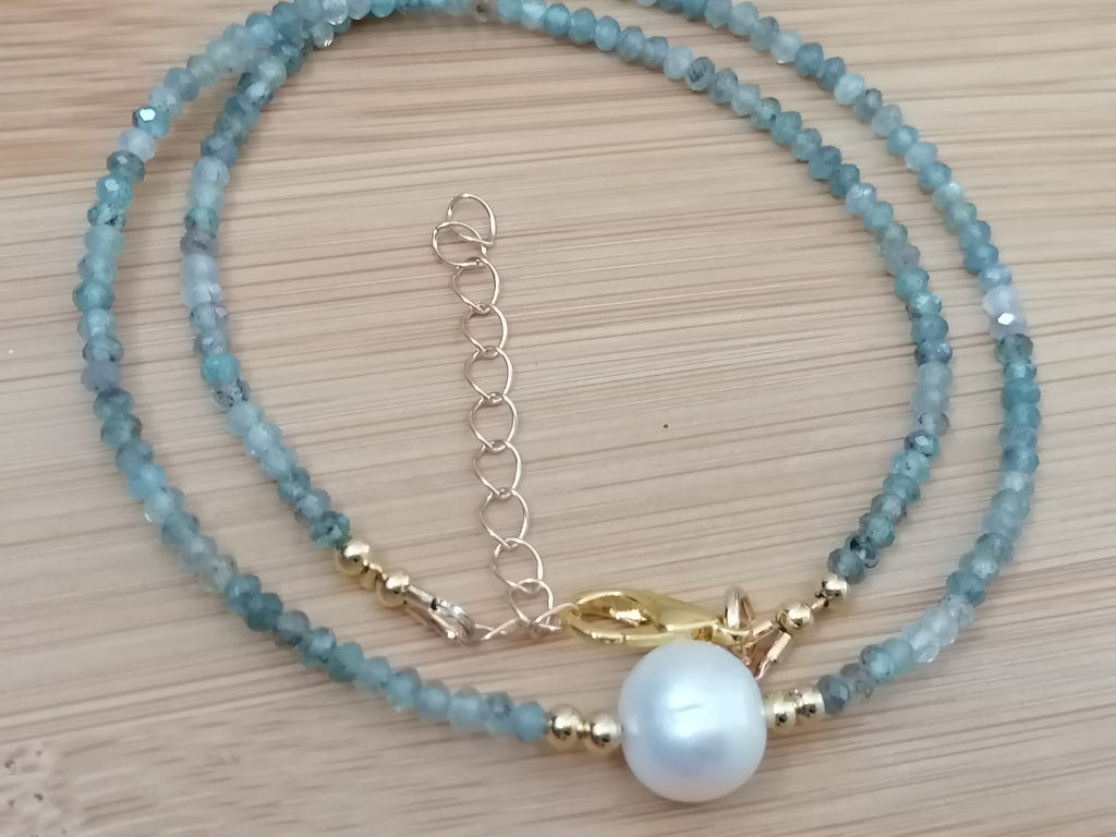 Aquamarine & Baroque Pearl Necklace
