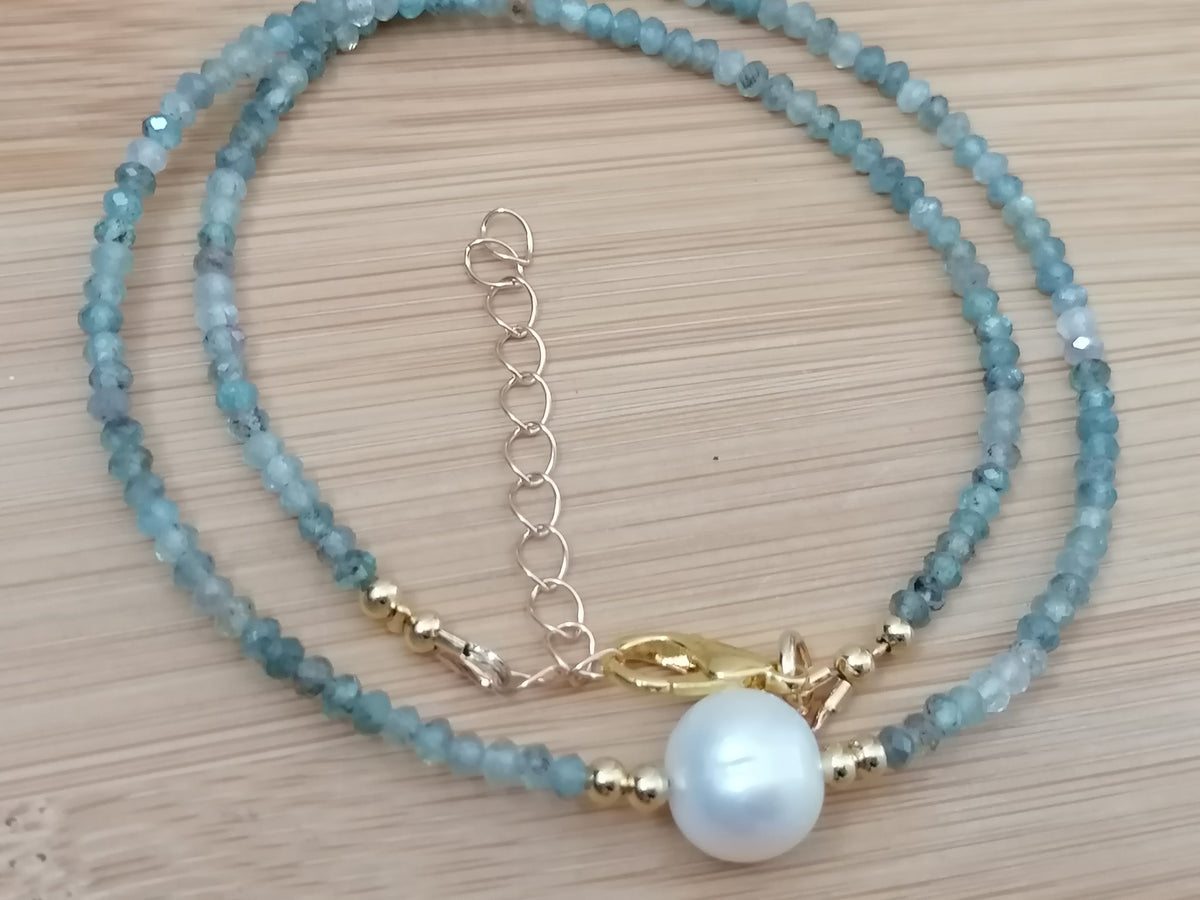 Aquamarine & Baroque Pearl Necklace