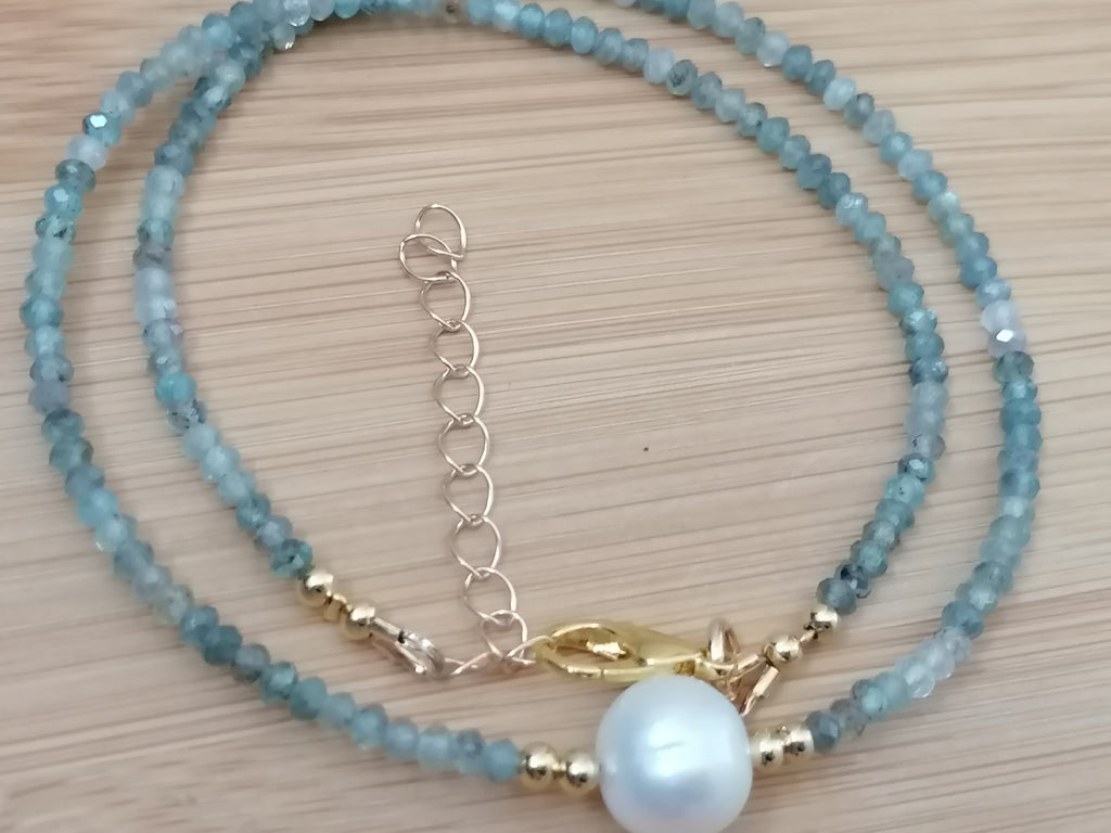 Aquamarine & Baroque Pearl Necklace