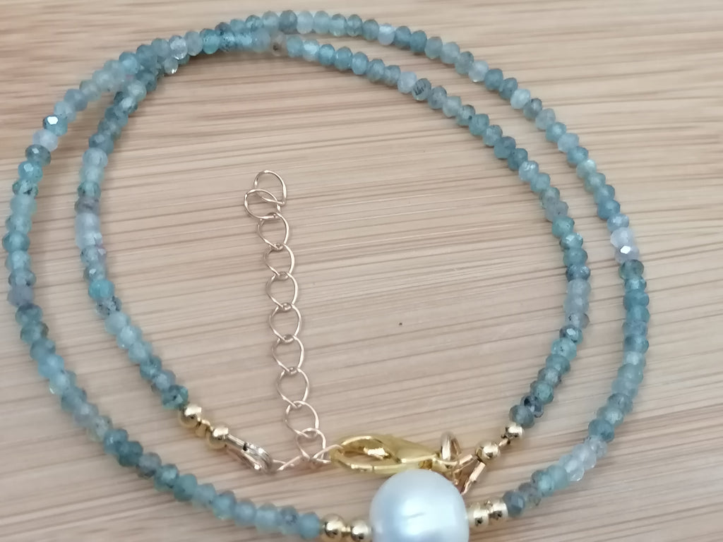 Aquamarine & Baroque Pearl Necklace