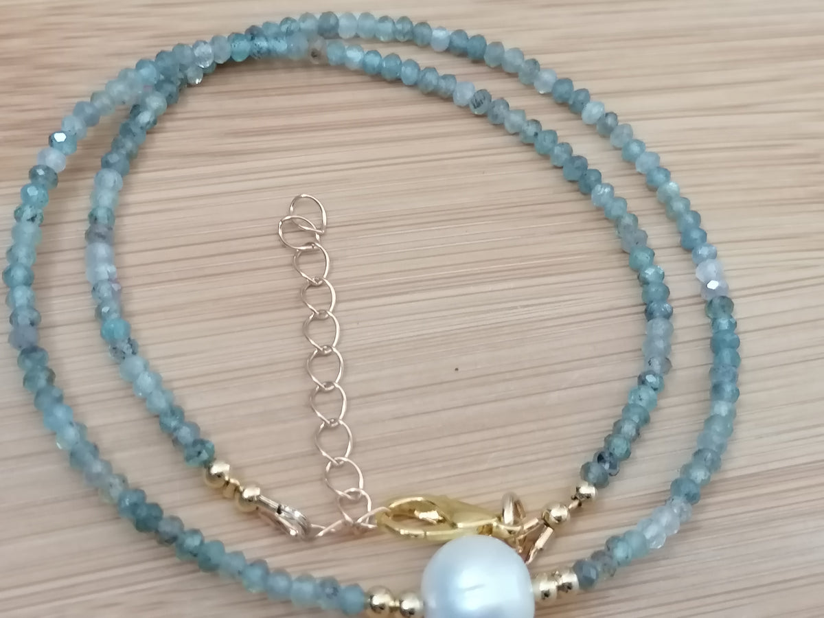 Aquamarine & Baroque Pearl Necklace