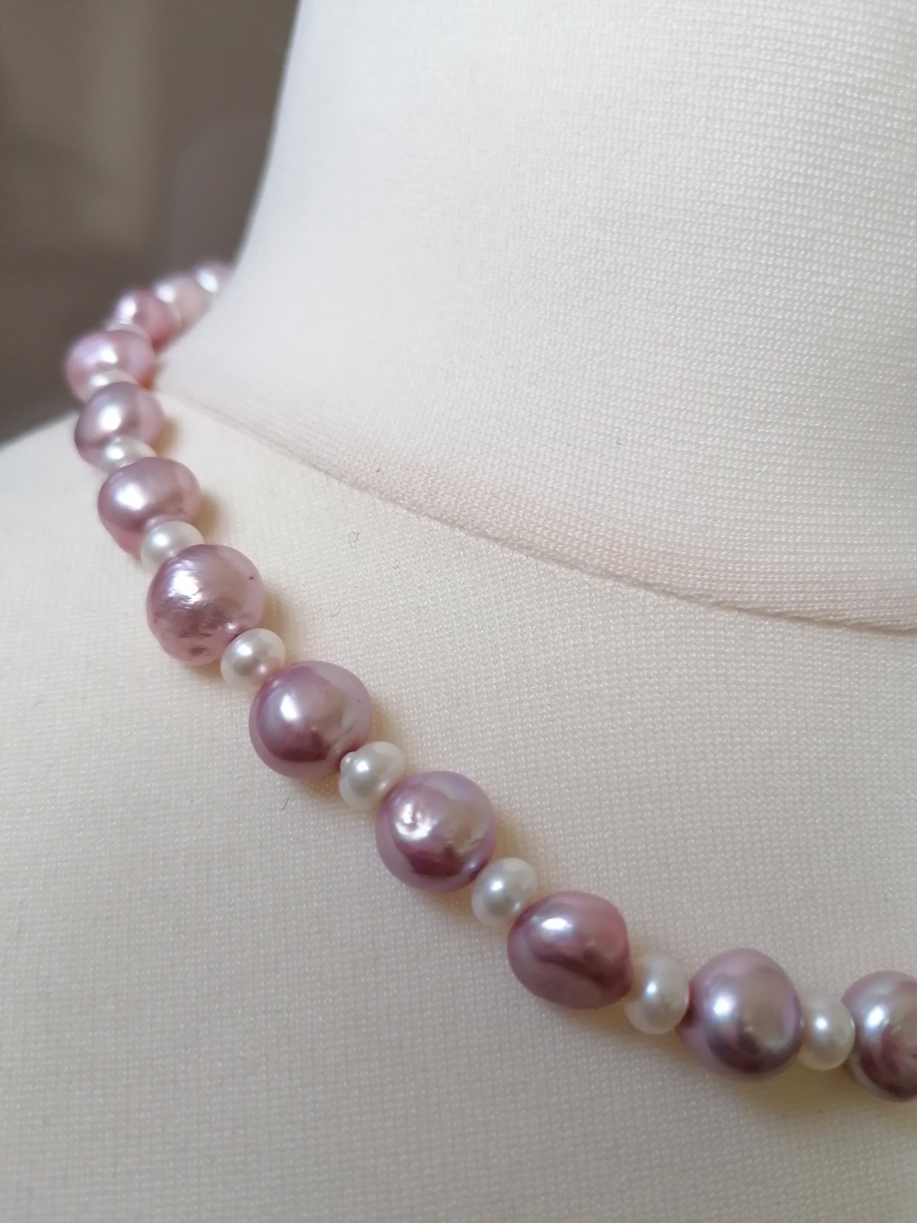 Lavender & White Baroque Pearl Necklace