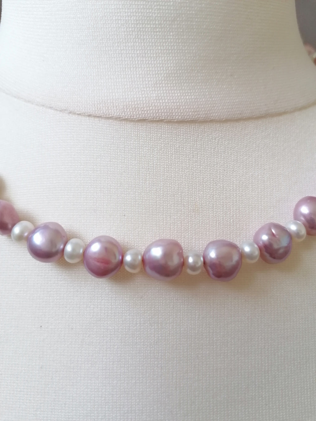 Lavender & White Baroque Pearl Necklace