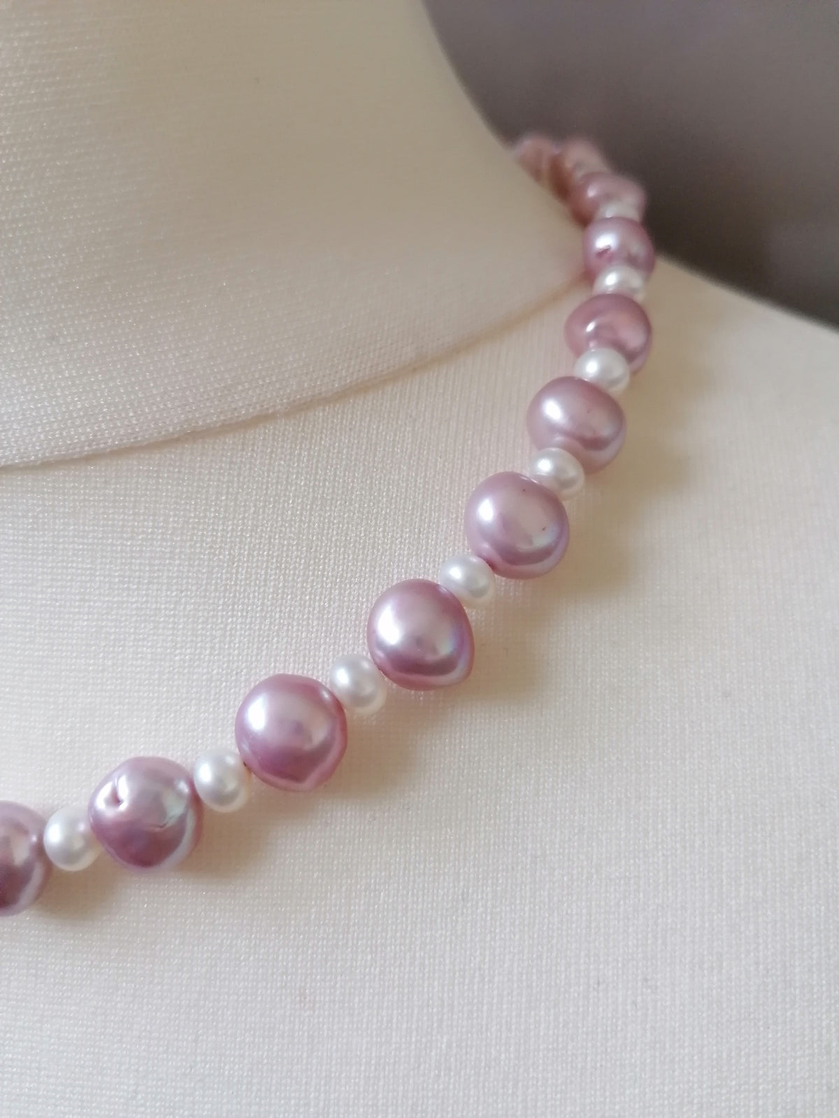 Lavender & White Baroque Pearl Necklace